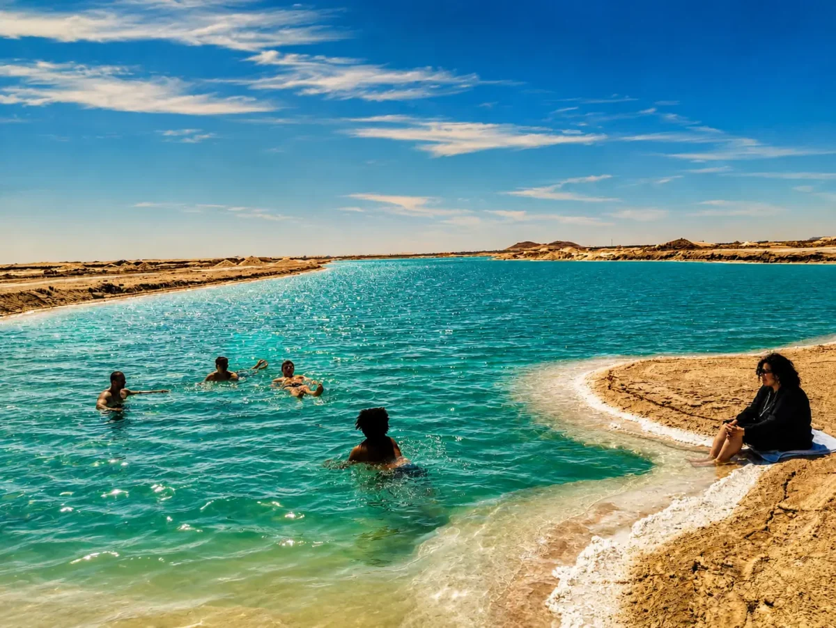 One of Siwa Attractions-swimming in the salt lakes